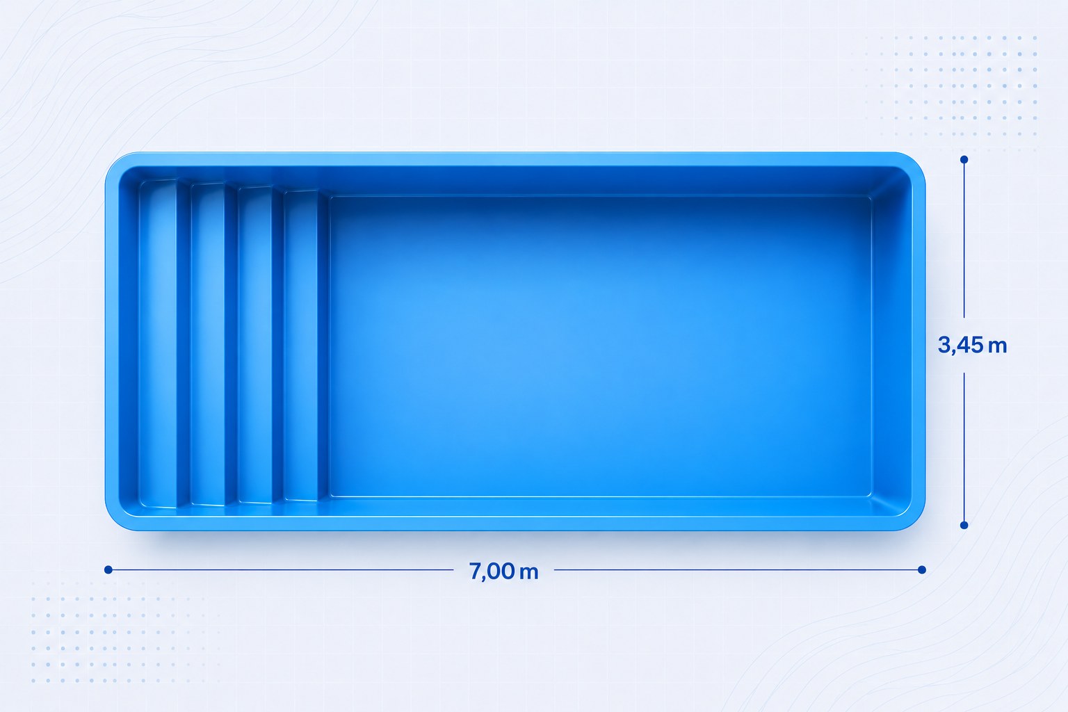Modelo Bahía, piscina 7,00 x 3,45 m