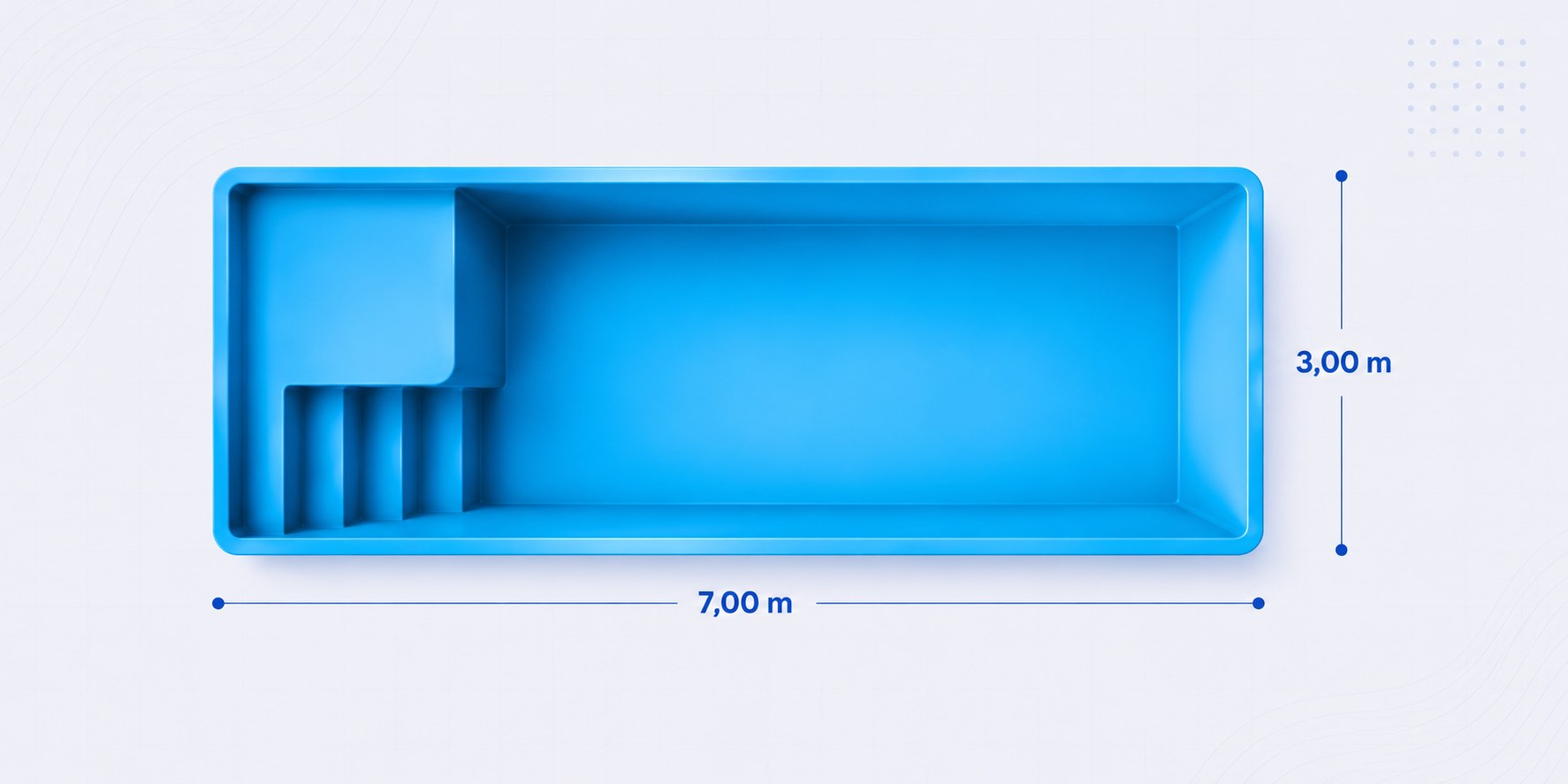 Modelo Marina, piscina 7,00 x 3,00 m con playa húmeda