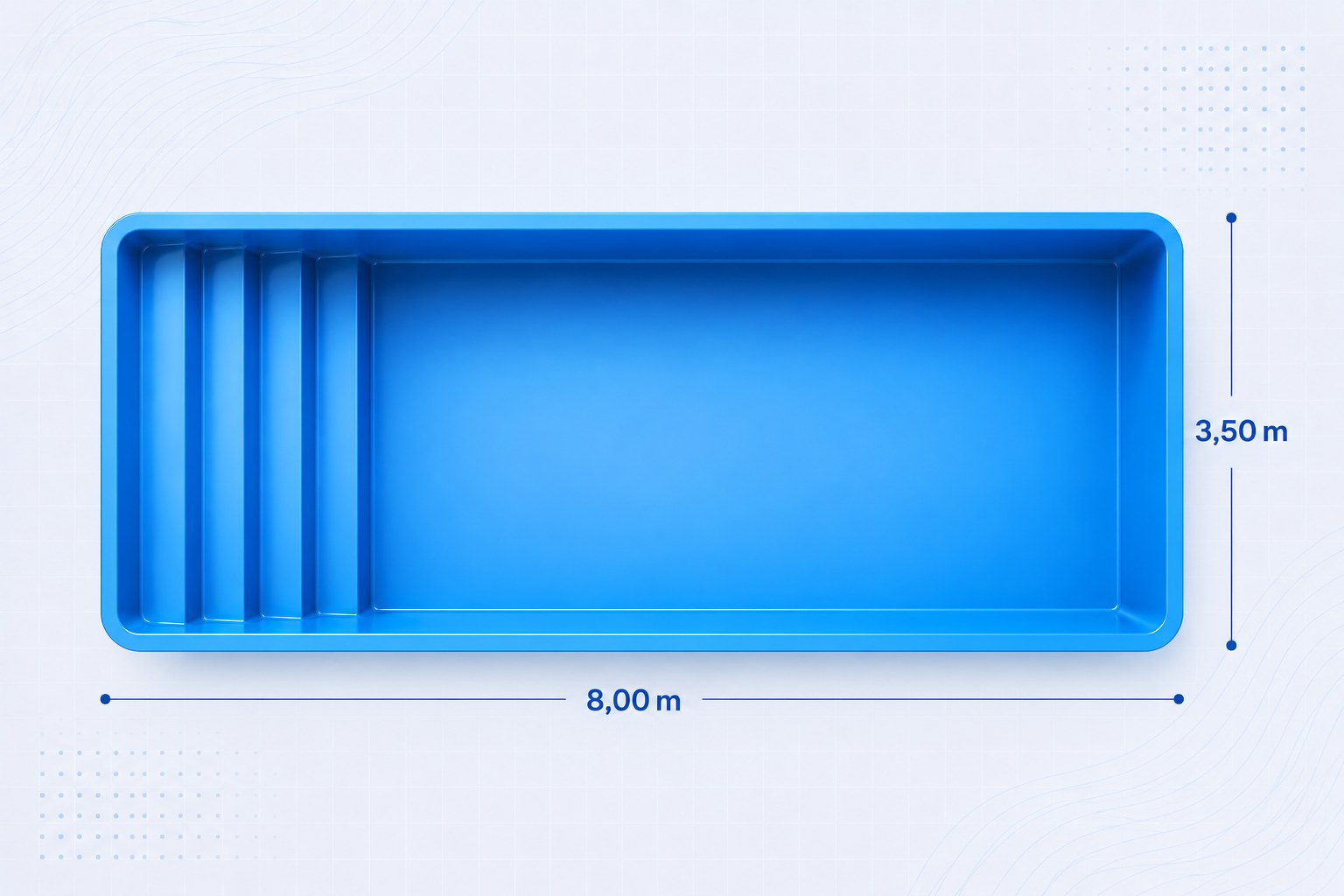 Modelo Océano, piscina 8,00 x 3,50 m